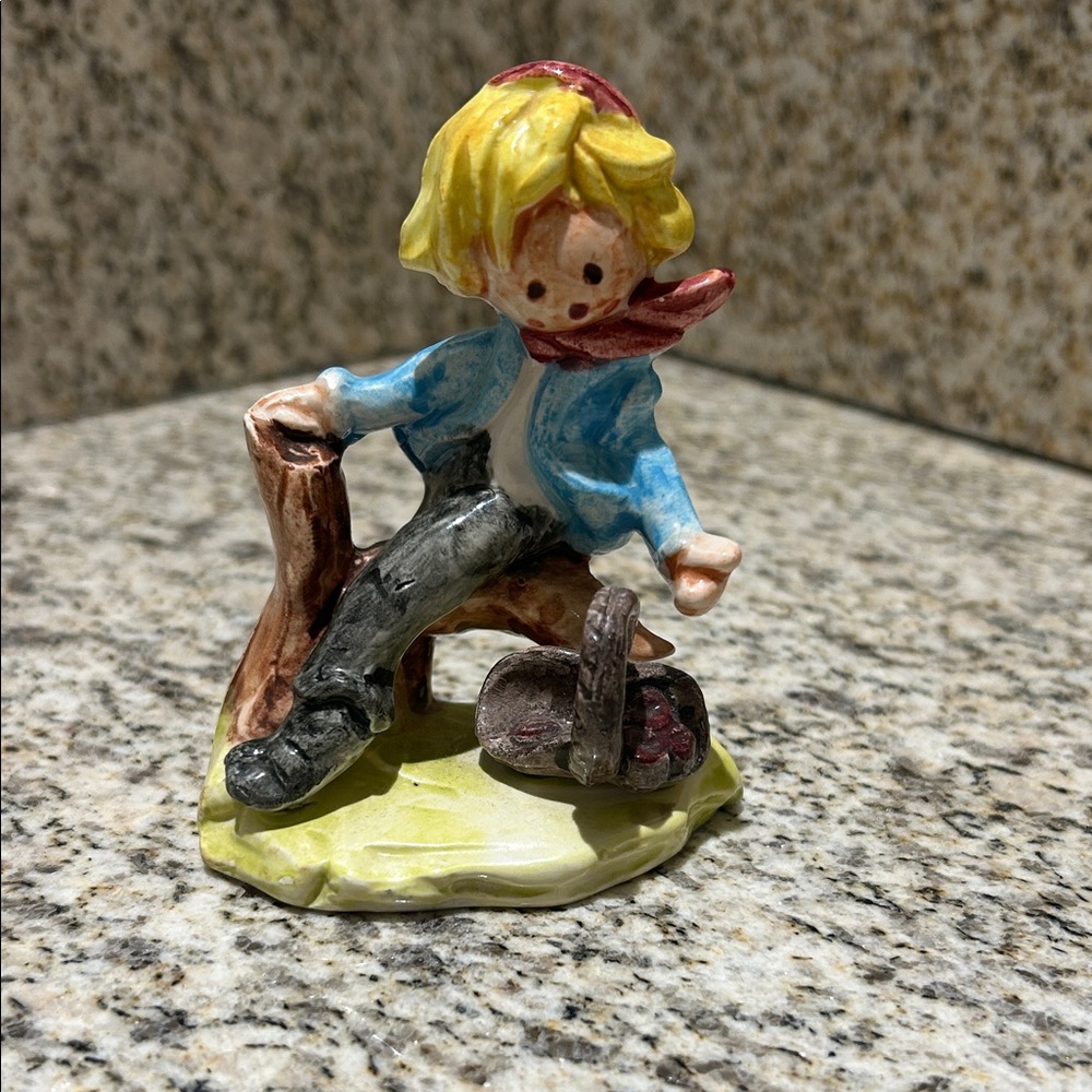 Vintage porcelain Hand-Painted woodcutter boy